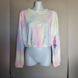 NEW- Athleta Pastel Tie-Dye Sweatshirt Crop, Size Large (12)